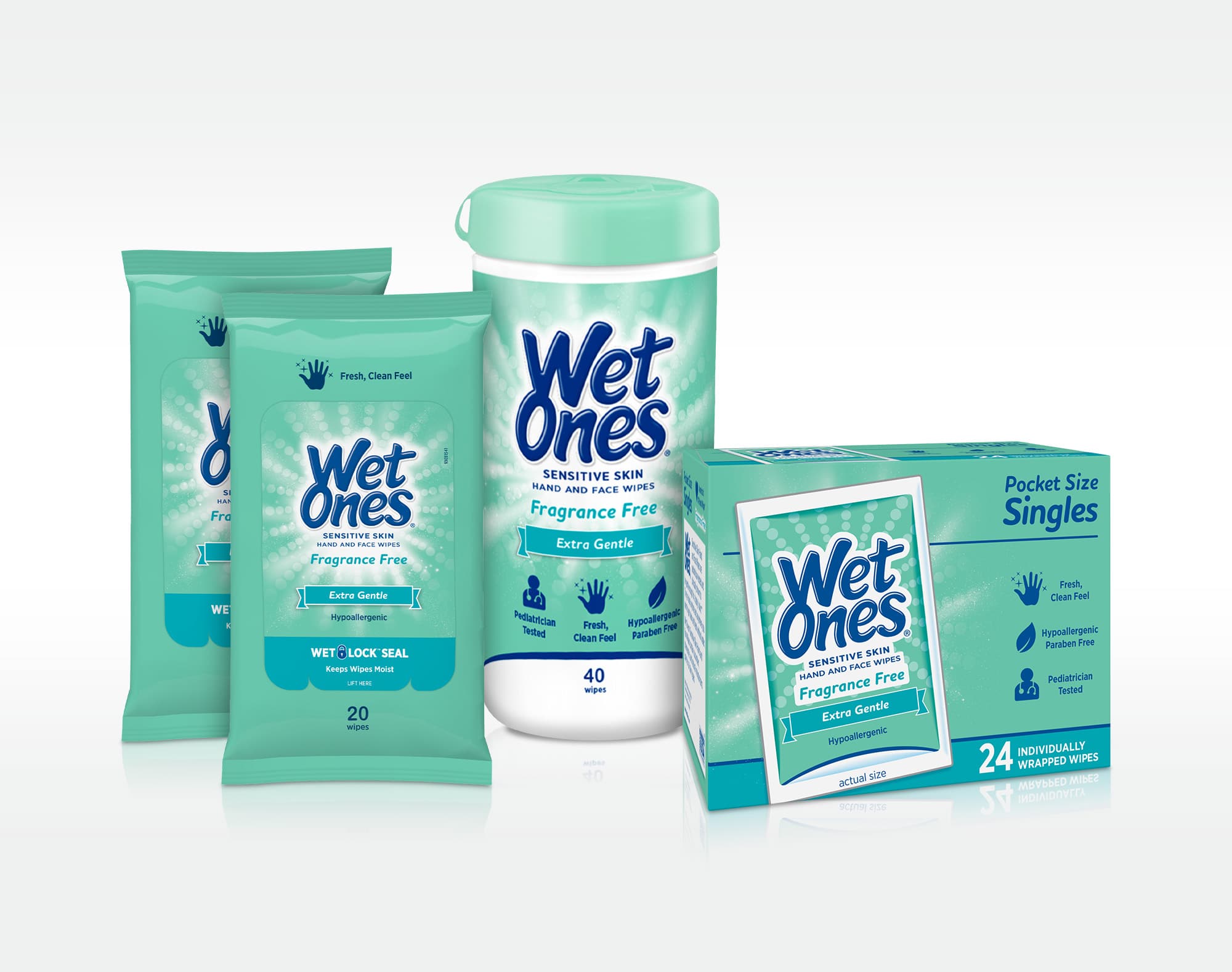 Wet Ones - Hand & Face Wipes, Vitamin E & Aloe