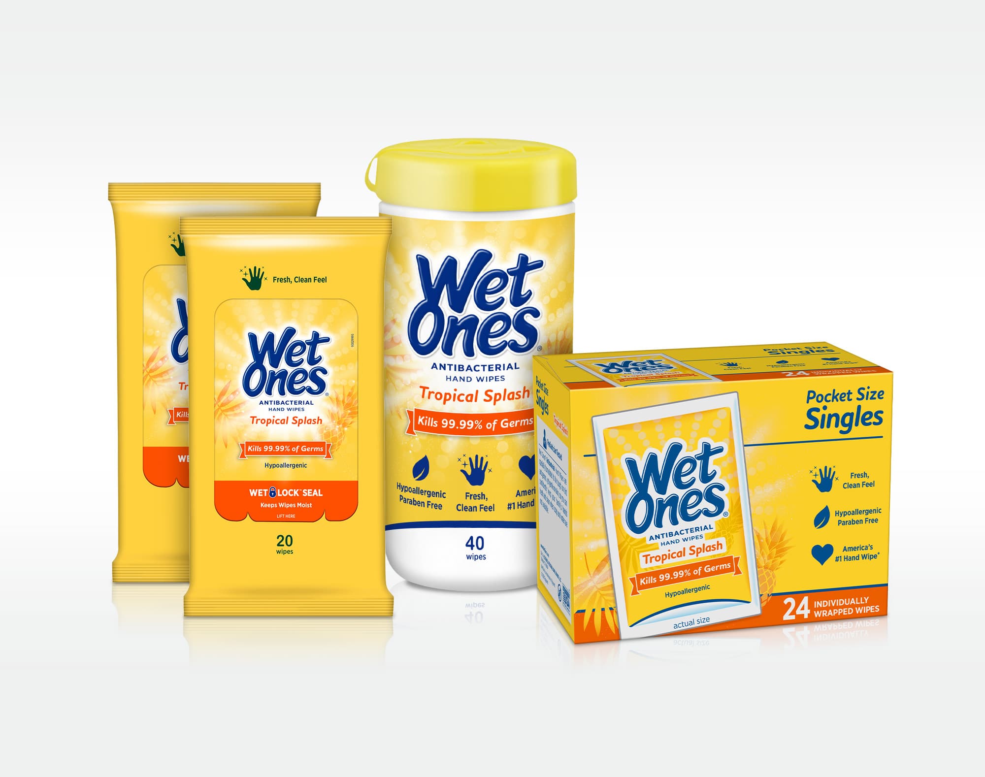 Wet Ones Antibacterial Hand Wipes Travel Pack - Tropical Splash - 20ct :  Target