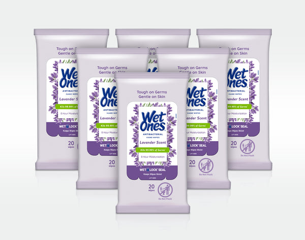 Wet Ones® Antibacterial Hand Wipes Travel Pack - Moisturizing Lavender 6 Pack