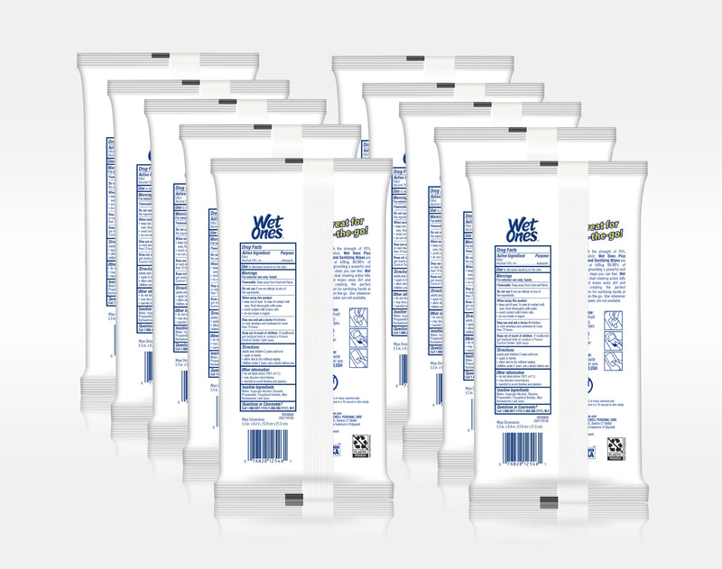 Wet Ones Plus Alcohol Hand Wipes Travel Pack