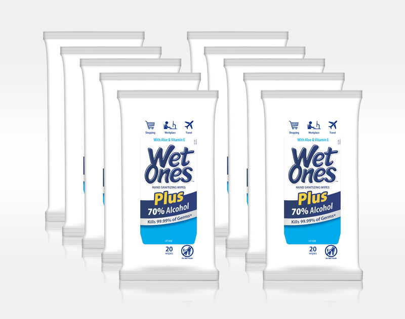 Wet Ones Plus Alcohol Hand Wipes Travel Pack