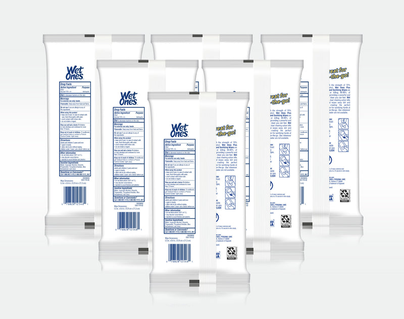 Wet Ones Plus Alcohol Hand Wipes Travel Pack