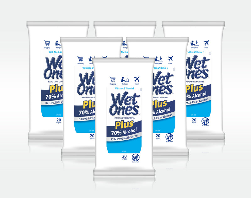 Wet Ones Plus Alcohol Hand Wipes Travel Pack