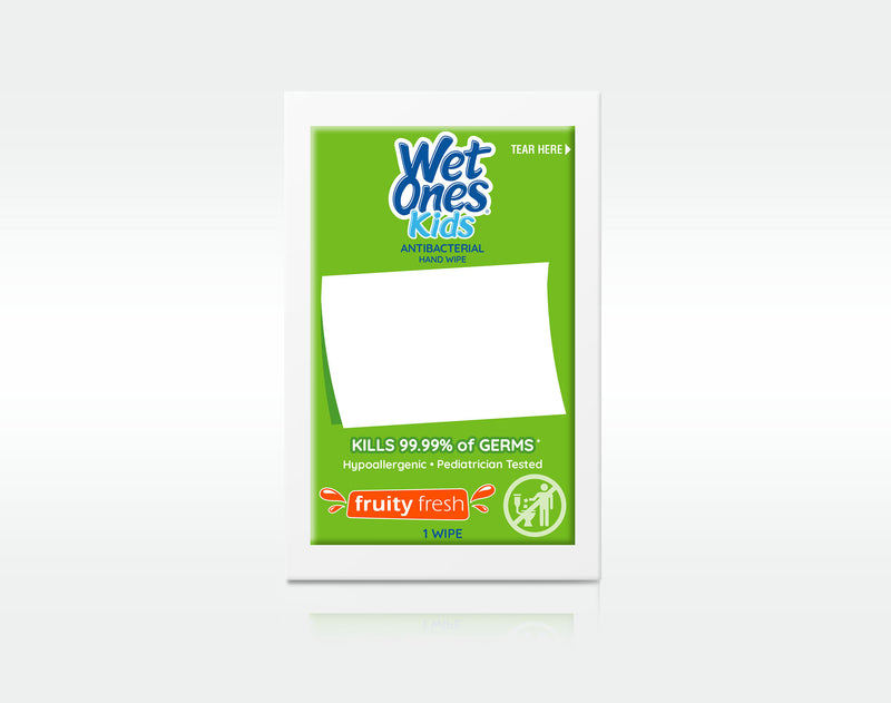 Wet Ones® Antibacterial Hand Wipes Singles with Write On Wrapper - Fruity Fresh Scent Pack