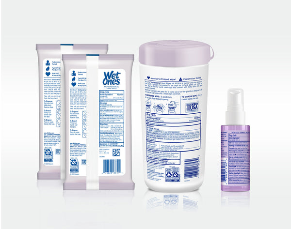 Wet Ones Hand Wipes and Sanitizer Lavender Essentials Kit