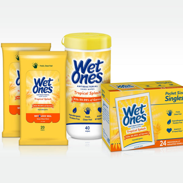 Wet Ones Antibacterial Tropical Splash Hand Wipes 20 ea, Wipes, Refills &  Accessories