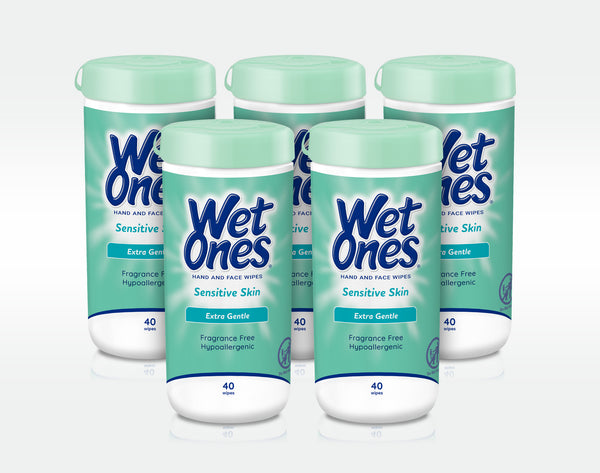 Wet Ones® Sensitive Skin Hand & Face Wipes Canister - Fragrance Free 5 Pack