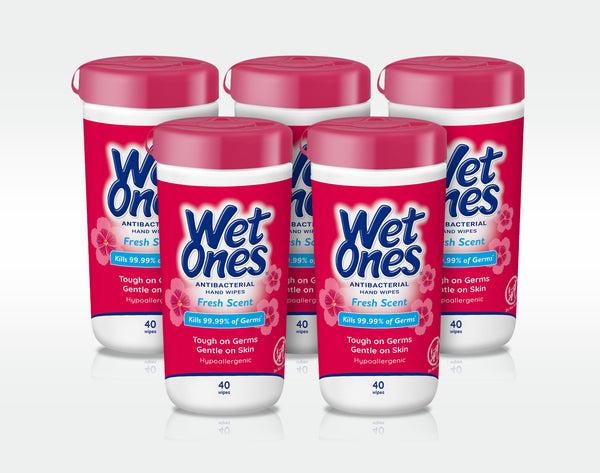 Wet Ones® Antibacterial Hand Wipes Canister - Fresh Scent 5 Pack