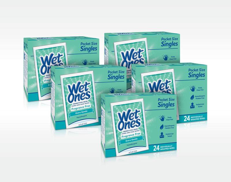 Wet Ones® Sensitive Skin Hand &  Face Wipes Singles - Fragrance Free Pack