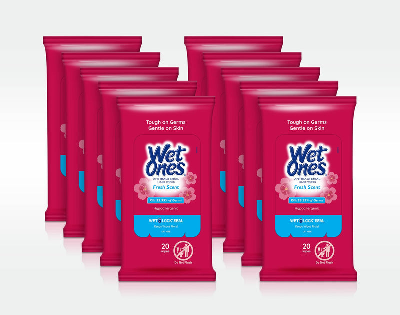 Wet Ones 04703 Antibacterial Moist Towelette Cloth 5.75 x 7.5 White  40-Dispenser (1 Pack) 