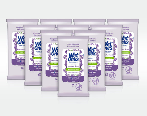 Wet Ones® Antibacterial Hand Wipes Travel Pack - Moisturizing Lavender 10 Pack