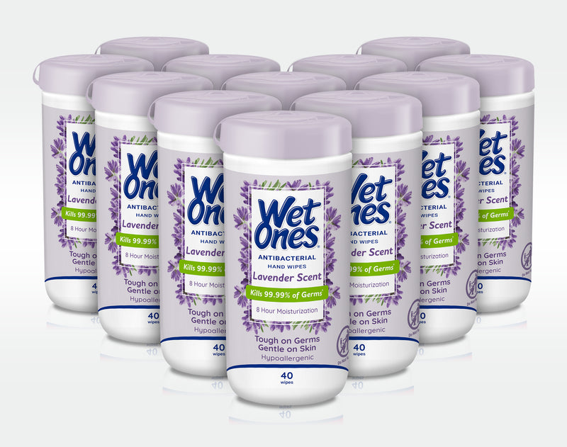 Wet Ones® Antibacterial Hand Wipes Canister - Moisturizing Lavender 12 Pack