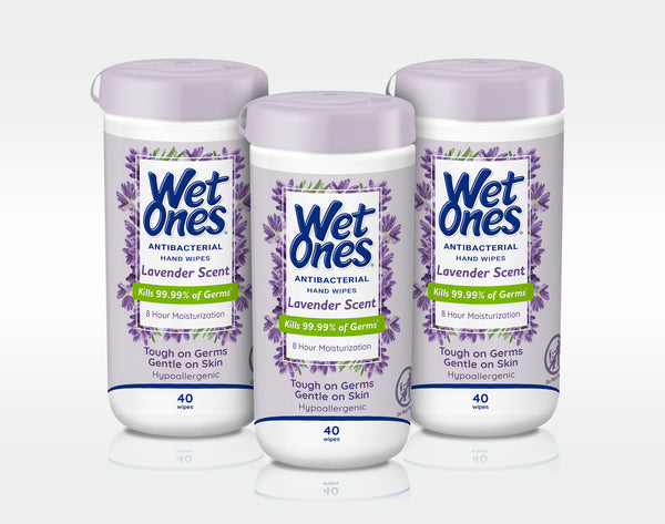 Wet Ones® Antibacterial Hand Wipes Canister - Moisturizing Lavender 3 Pack