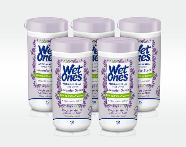 Wet Ones® Antibacterial Hand Wipes Canister - Moisturizing Lavender 5 Pack