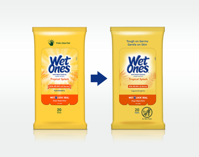 Wet Ones Hand Wipes Tropical Splash Scent 1ea 40pc Pk Kills 99.99% Germs  SHIP24H